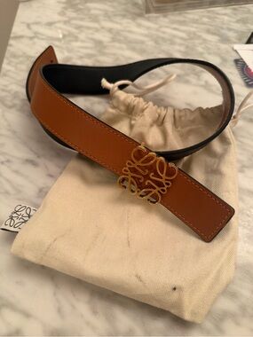 Loewe - reversible Logo Buckle Belt - Brown and Black Size 65/26